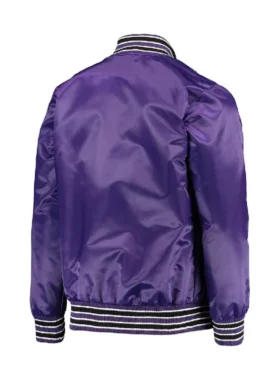 Sacramento Kings Purple Satin Zipper Bomber Jacket Back