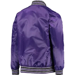 Sacramento Kings Purple Satin Zipper Bomber Jacket Back