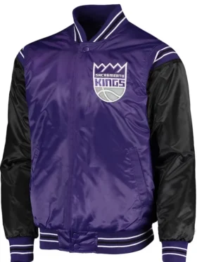 Sacramento Kings Satin Full Snap Bomber Jacket 1