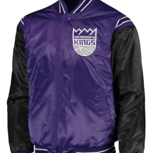 Sacramento Kings Satin Full Snap Bomber Jacket 1