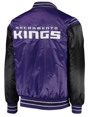 Sacramento Kings Satin Full Snap Bomber Jacket Back
