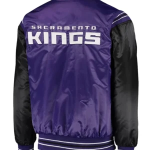 Sacramento Kings Satin Full Snap Bomber Jacket Back