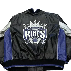 Sacramento Kings Vintage Bomber Leather Jacket Back
