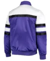 Sacramento Kings White And Purple Satin Bomber Jacket Back