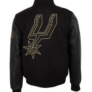 San Antonio Spurs Gold Print Varsity Wool Jacket Back