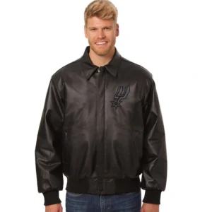 San Antonio Spurs Leather Black Bomber Jacket
