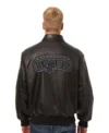 San Antonio Spurs Leather Black Bomber Jacket Back