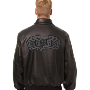 San Antonio Spurs Leather Black Bomber Jacket Back