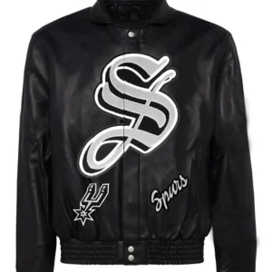 San Antonio Spurs Letterman Black Leather Jacket