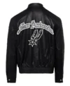 San Antonio Spurs Letterman Black Leather Jacket Back