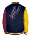 San Antonio Spurs Letterman Full Snap Varsity Jacket Back