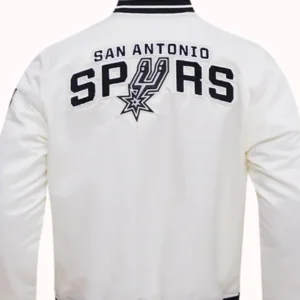 San Antonio Spurs White Satin Bomber Jacket Back