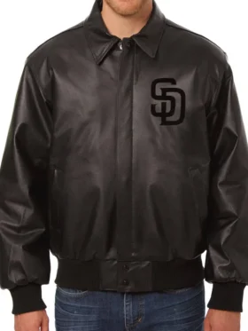 San Diego Padres Black Leather Bomber Jacket
