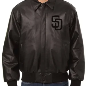 San Diego Padres Black Leather Bomber Jacket