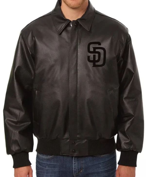 San Diego Padres Black Leather Bomber Jacket