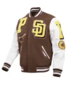 San Diego Padres Letterman Wool Varsity Jacket Side