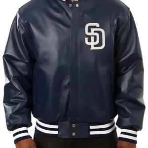 San Diego Padres Navy Blue Leather Bomber Jacket