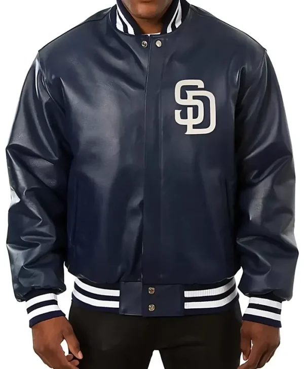 San Diego Padres Navy Blue Leather Bomber Jacket