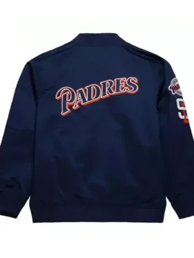 San Diego Padres Navy Blue Zipper Bomber Jacket Back