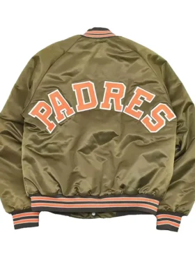 San Diego Padres Vintage Full Snap Bomber Jacket Back