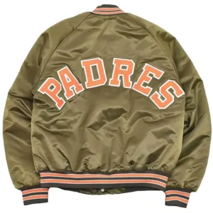 San Diego Padres Vintage Full Snap Bomber Jacket Back