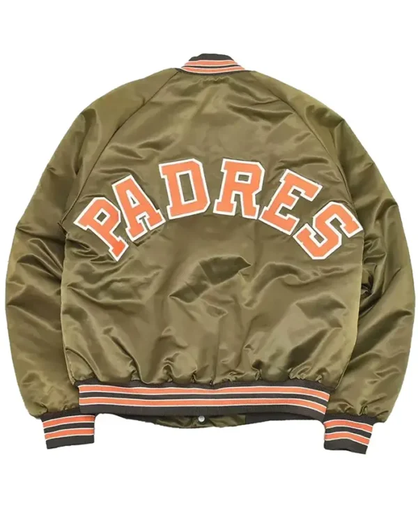 San Diego Padres Vintage Full Snap Bomber Jacket Back
