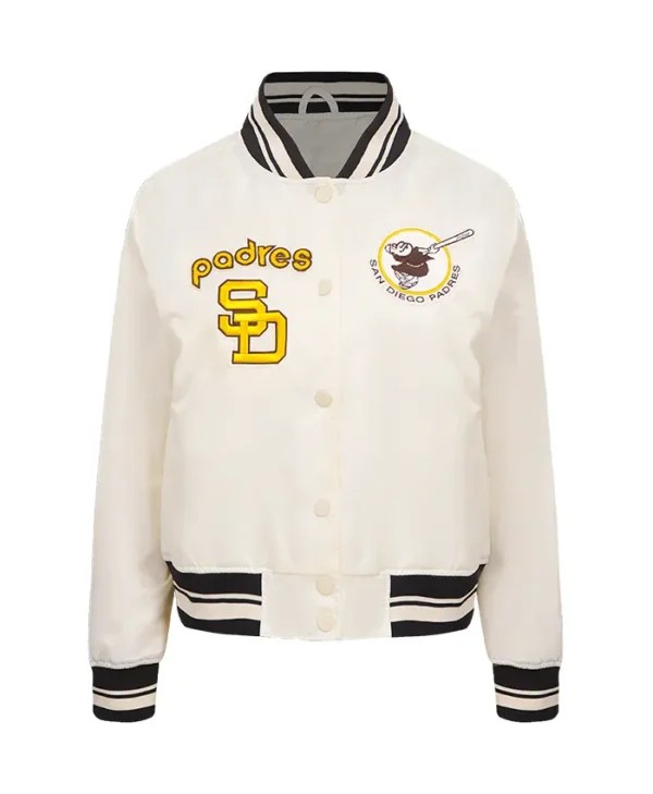 San Diego Padres White Full Snap Bomber Jacket