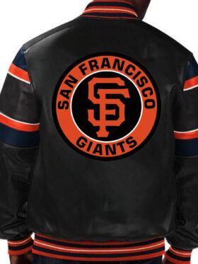 San Francisco Giants Black And Orange Leather Bomber Jacket