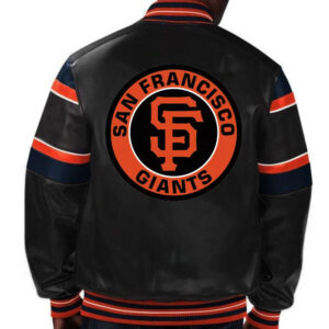 San Francisco Giants Black And Orange Leather Bomber Jacket
