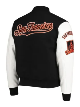 San Francisco Giants Black And White Wool Varsity Jacket Back