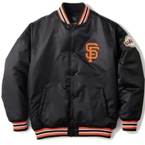 San Francisco Giants Black Full Snap Bomber Jacket