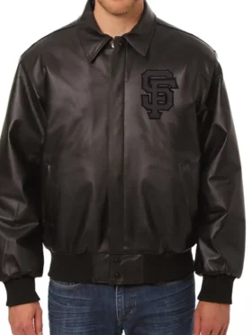 San Francisco Giants Black Leather Bomber Jacket