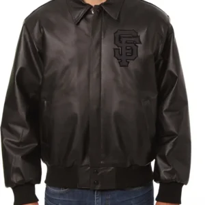 San Francisco Giants Black Leather Bomber Jacket