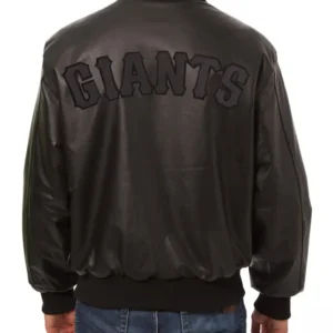 San Francisco Giants Black Leather Bomber Jacket Back