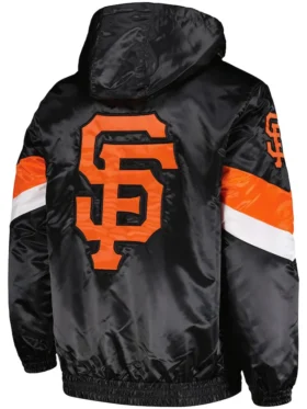 San Francisco Giants Black Satin Starter Bomber Jacket Back