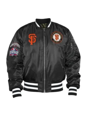 San Francisco Giants Satin Zipper Black Ma 1 Bomber Jacket