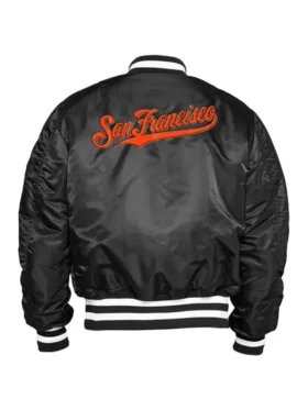 San Francisco Giants Satin Zipper Black Ma 1 Bomber Jacket Back