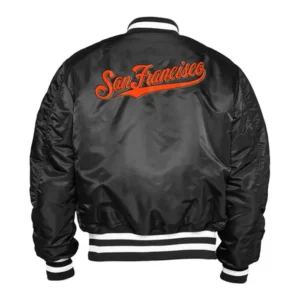 San Francisco Giants Satin Zipper Black Ma 1 Bomber Jacket Back