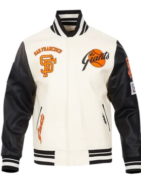 San Francisco Giants White And Black Varsity Wool Jacket