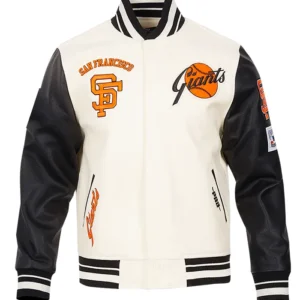 San Francisco Giants White And Black Varsity Wool Jacket
