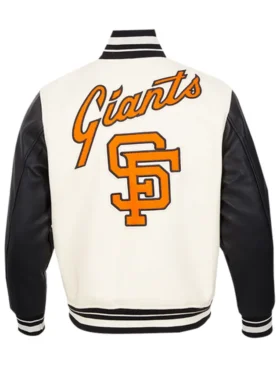 San Francisco Giants White And Black Varsity Wool Jacket BAck