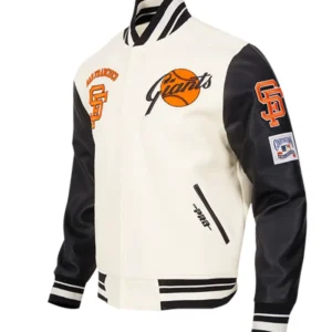 San Francisco Giants White And Black Varsity Wool Jacket Side