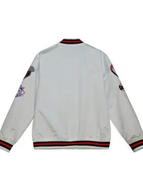 San Francisco Giants White Bomber Full Snap Satin Jacket Back