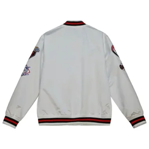San Francisco Giants White Bomber Full Snap Satin Jacket Back