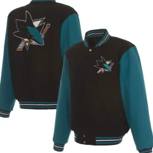San Jose Sharks Black And Green Varsity Jacket