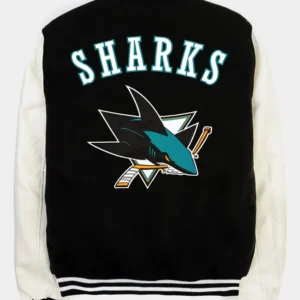 San Jose Sharks Black And White Varsity Jacket Back