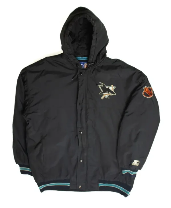 San Jose Sharks Black Starter Bomber Jacket - Vanquishe