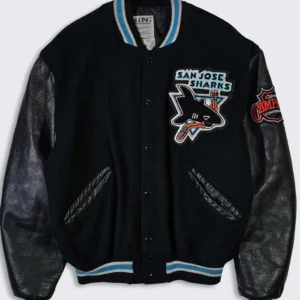 San Jose Sharks Black Vintage Varsity Jacket