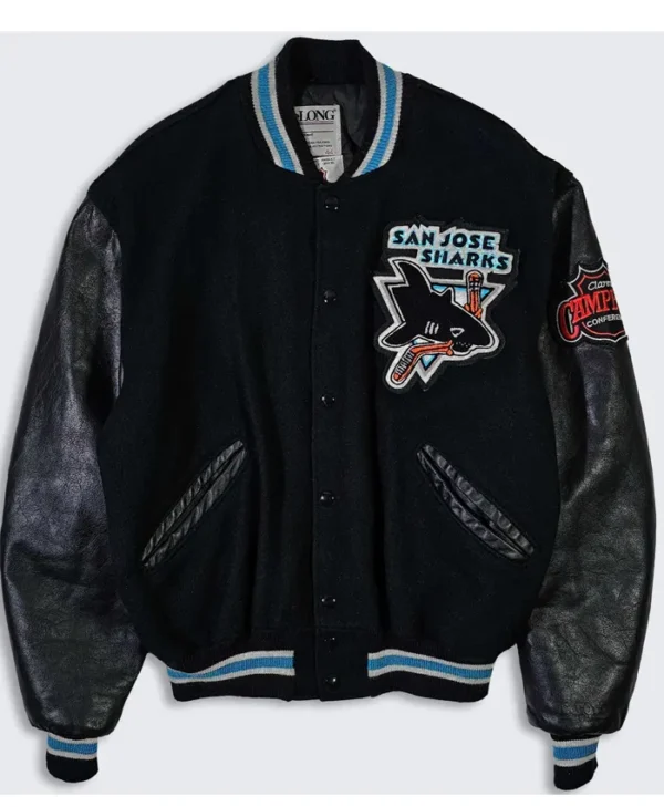 San Jose Sharks Black Vintage Varsity Jacket