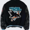 San Jose Sharks Black Vintage Varsity Jacket Back